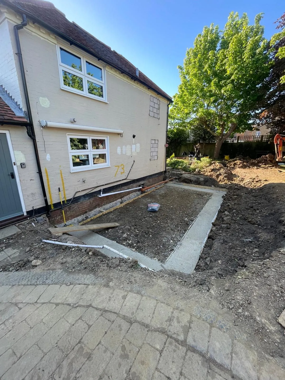Poured foundations for a house extension in Windsor